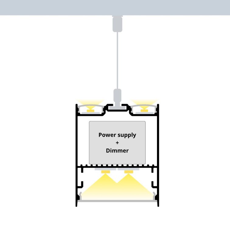 2m LED profile SUSPENDED 1 NEW BRONZE