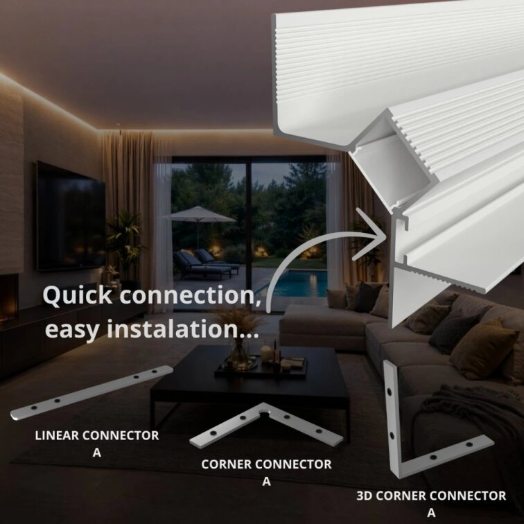 2m LED profile WALL-GLOW 45 WHITE