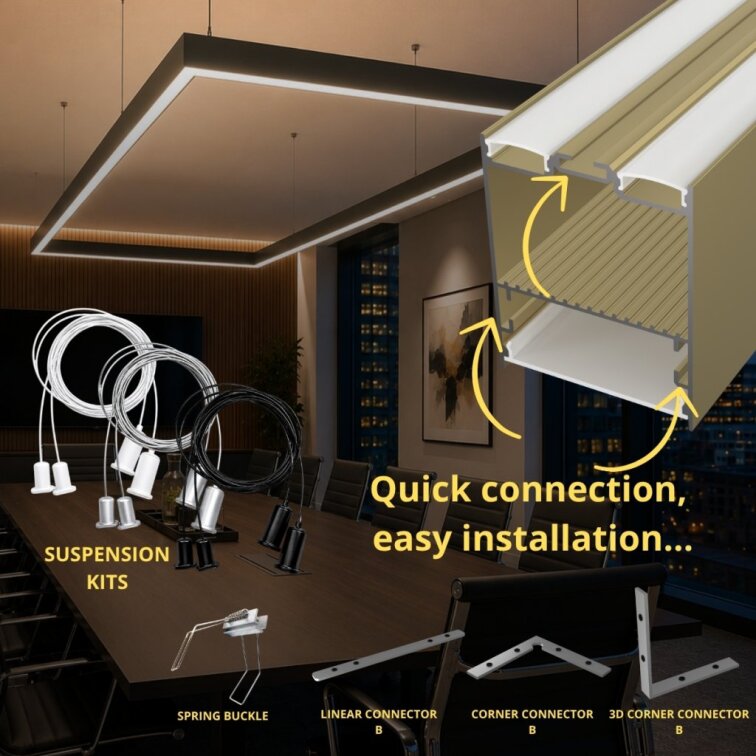 2m LED profile SUSPENDED 1 NEW CHAMPAGNE