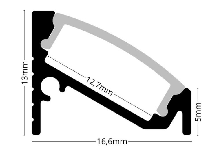 1m LED profile CORNER 6 BLACK