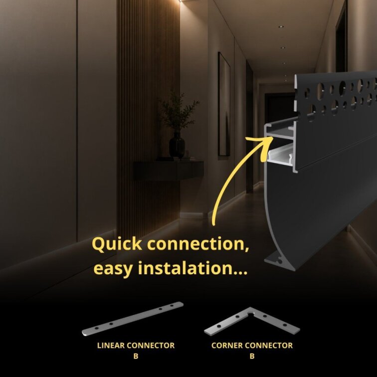 2m LED profile BASE-GLOW BLACK