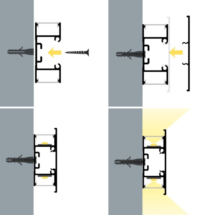 2m LED profile WALL - TWIN WHITE