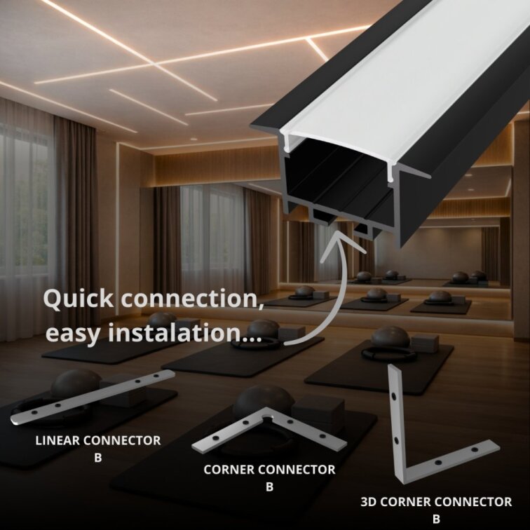 2m LED profile RECESSED 21 BLACK