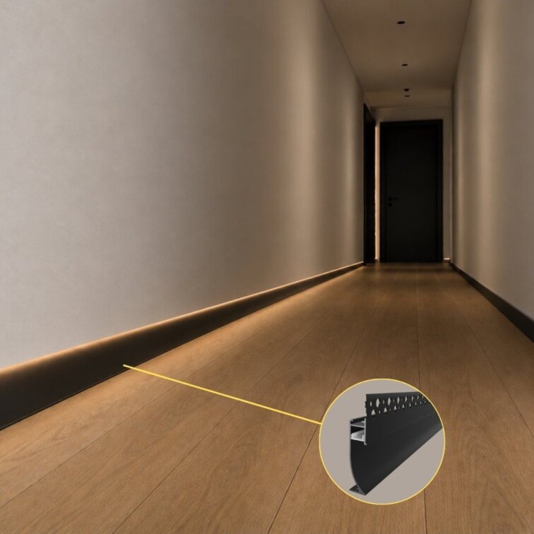 2m LED profile BASE-GLOW BLACK