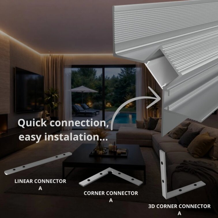 2m LED profile WALL-GLOW 45