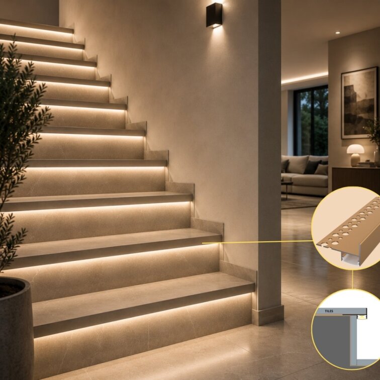 2m LED profile TILE-EDGE BRONZE