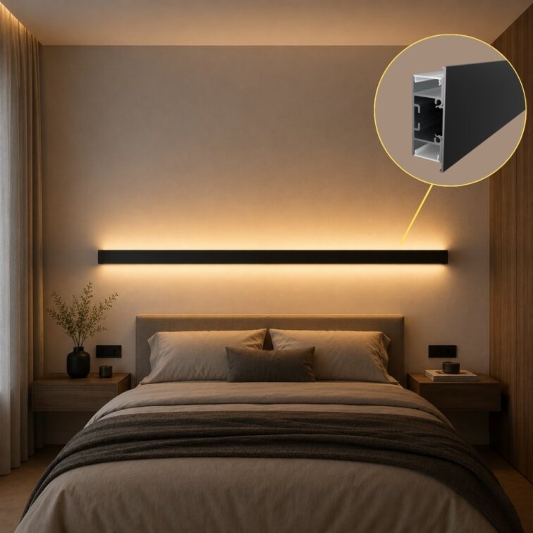 2m LED profile WALL - TWIN BLACK