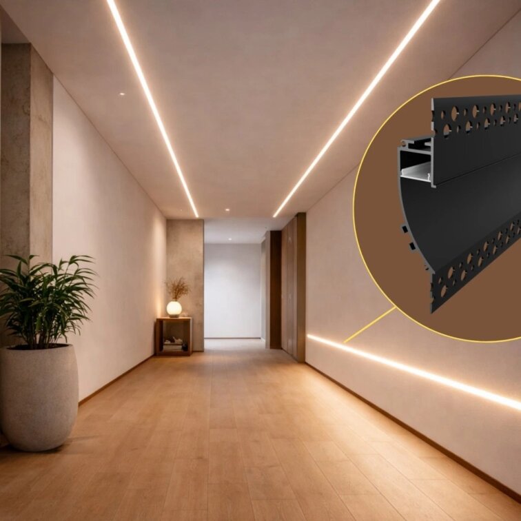 2m LED profile RECESSED 19 BLACK