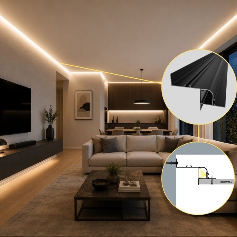 2m LED profile WALL-GLOW MAXI BLACK