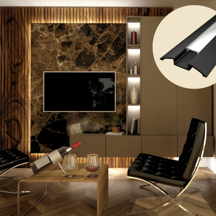 2m LED profile SURFACE 4 BLACK