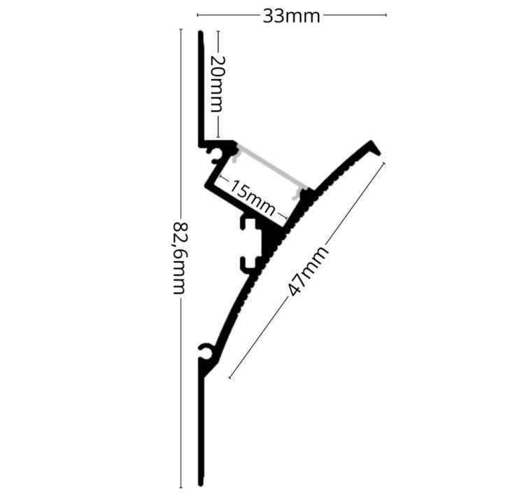 2m WALL LED profile RECESSED 15 NEW
