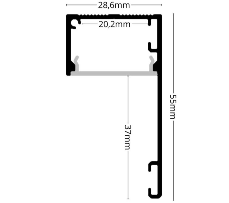 Profil LED de 2m DECO LINE BLACK