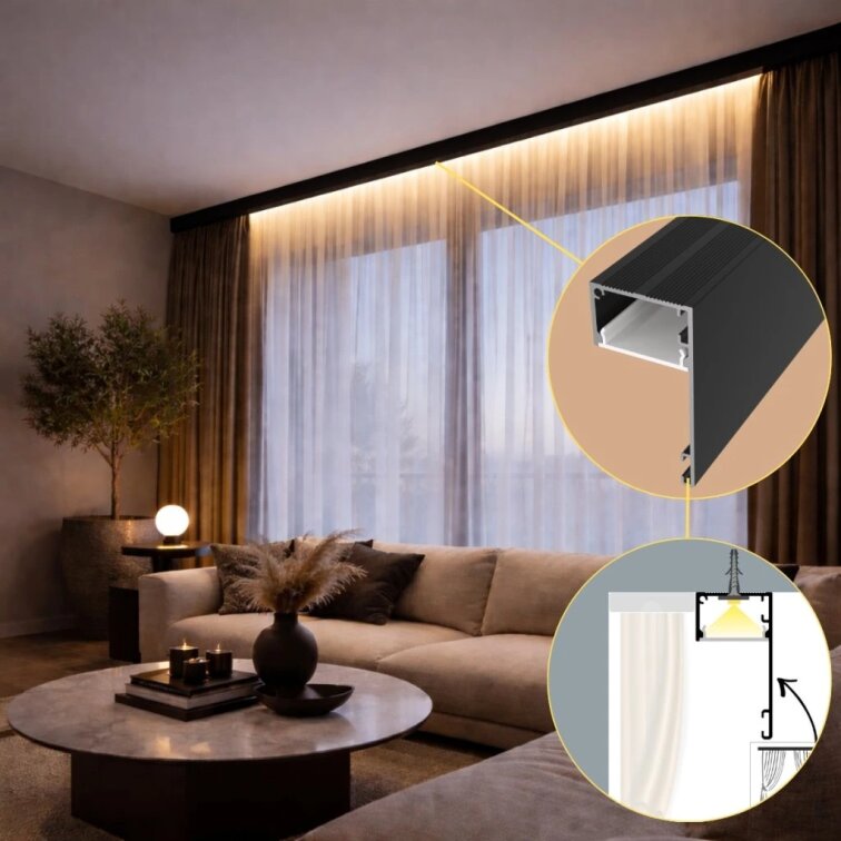 2m LED profile DECO LINE BLACK