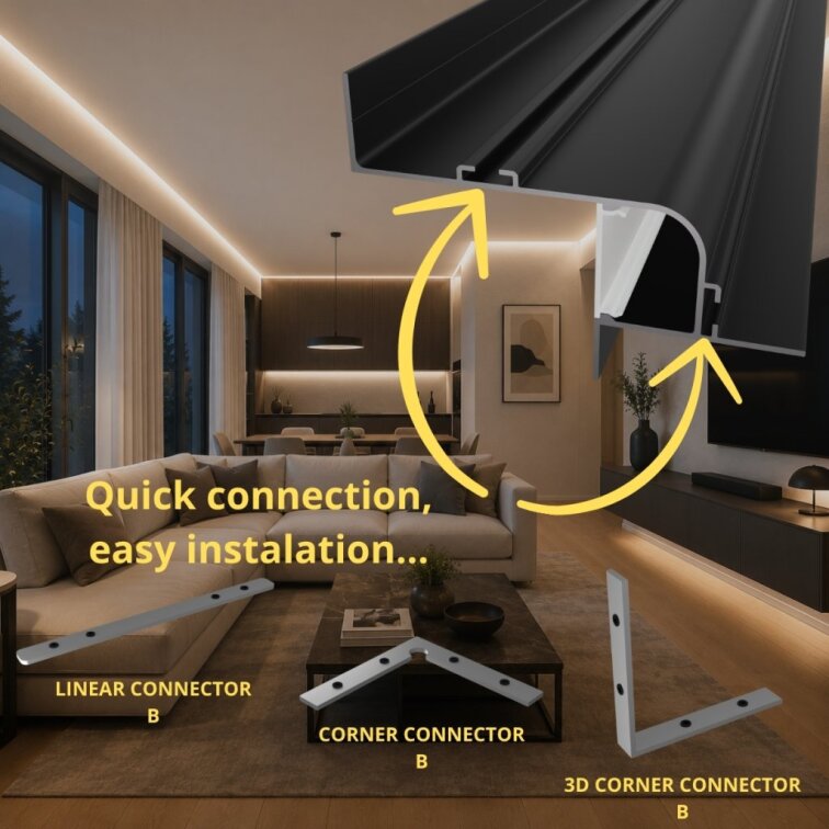 2m LED profile WALL-GLOW MAXI BLACK