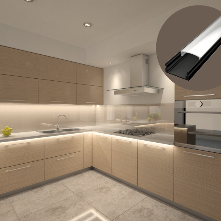 2m LED profile SURFACE 1 BLACK