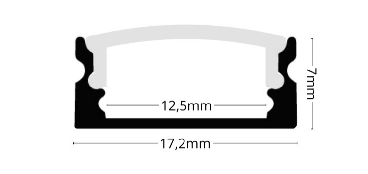 2m LED profile SURFACE 1 BLACK
