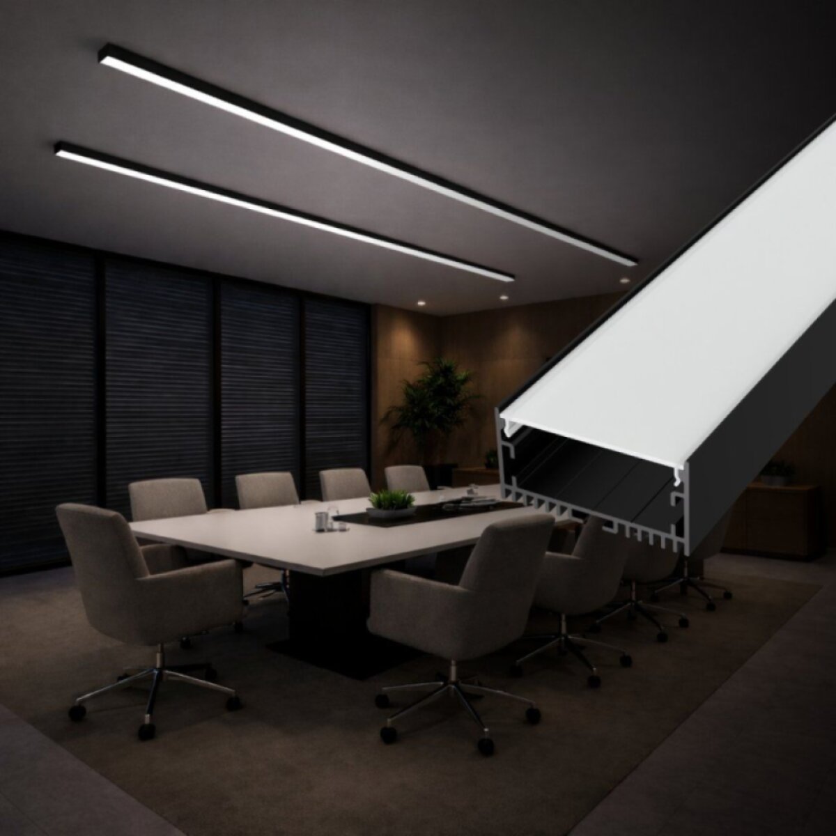 2m LED profile SURFACE MAXI BLACK