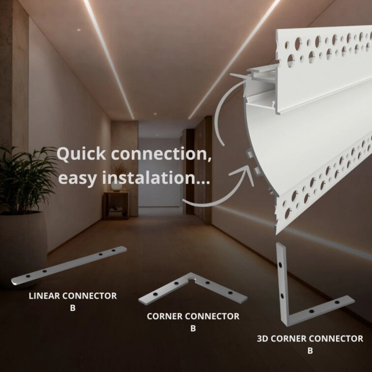 2m LED profile RECESSED 19 WHITE