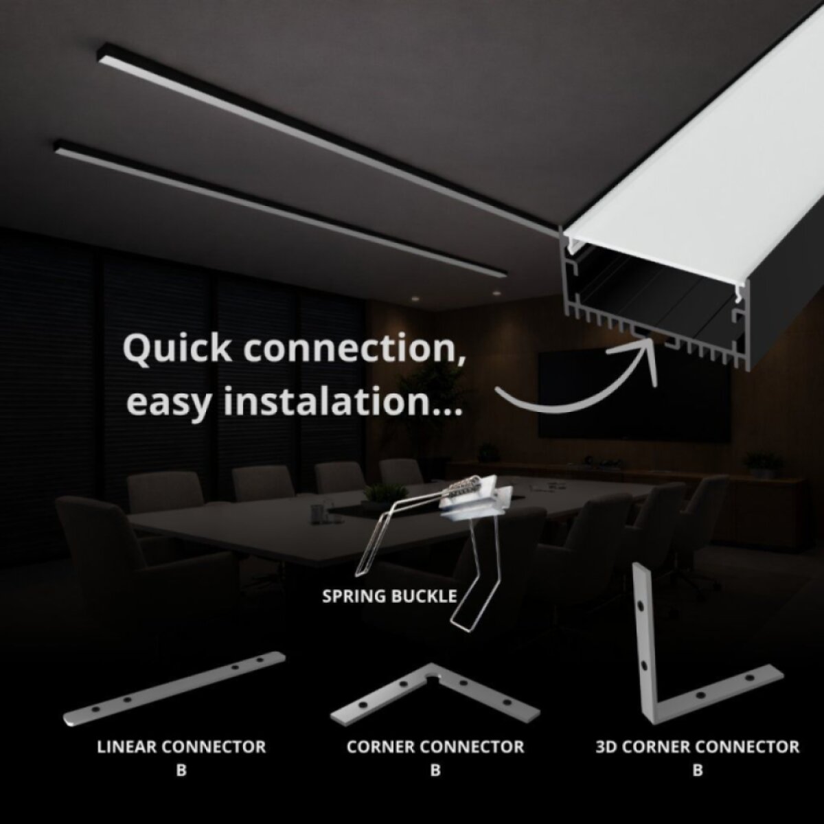 2m LED profile SURFACE MAXI BLACK