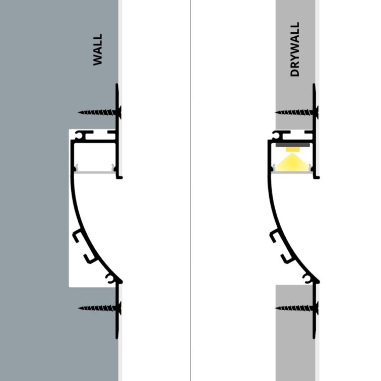 2m LED profile RECESSED 19 BLACK