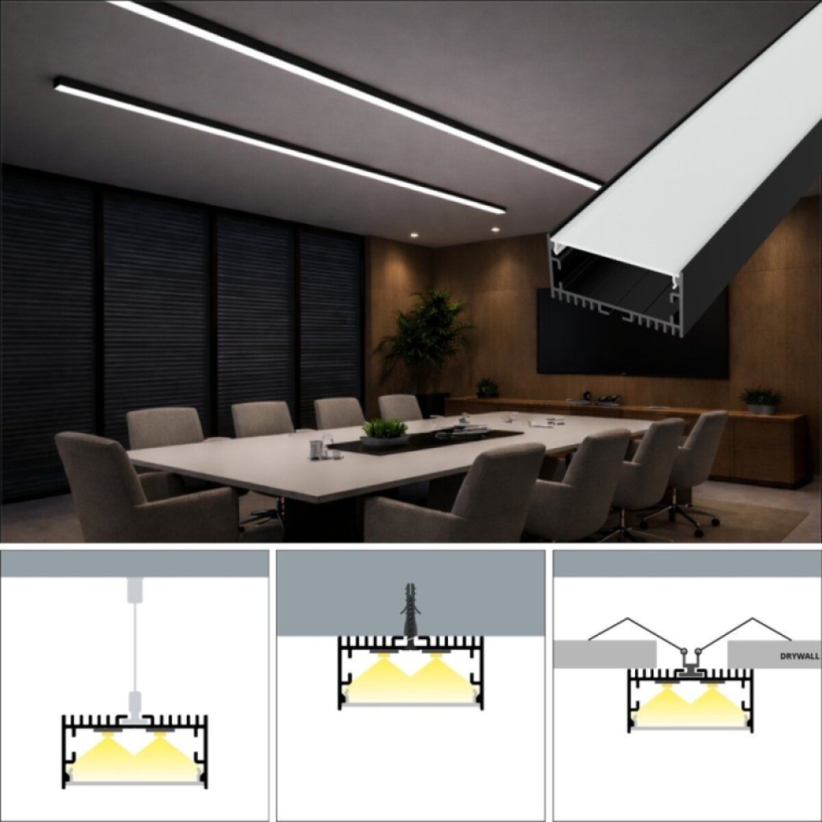 2m LED profile SURFACE MAXI BLACK
