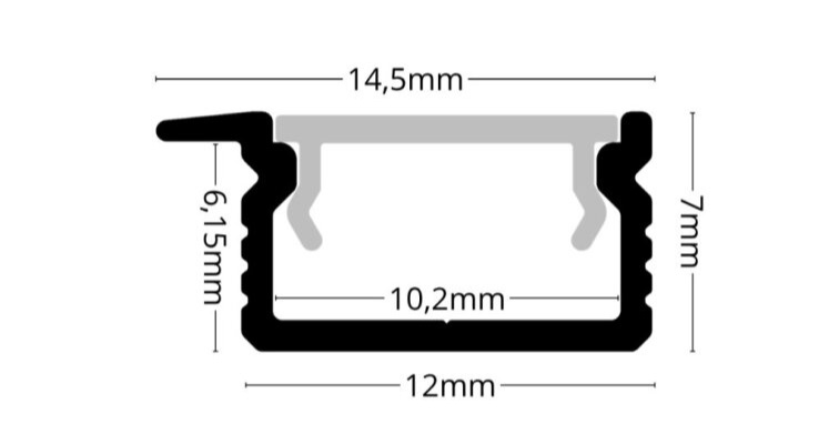 2m LED profile RECESSED 33 WHITE