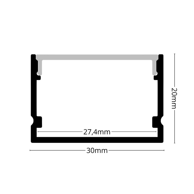 2m LED profile SURFACE 7 BLACK