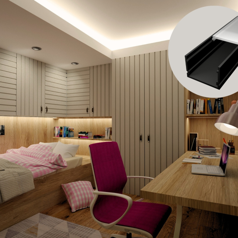 2m LED profile SURFACE 7 BLACK