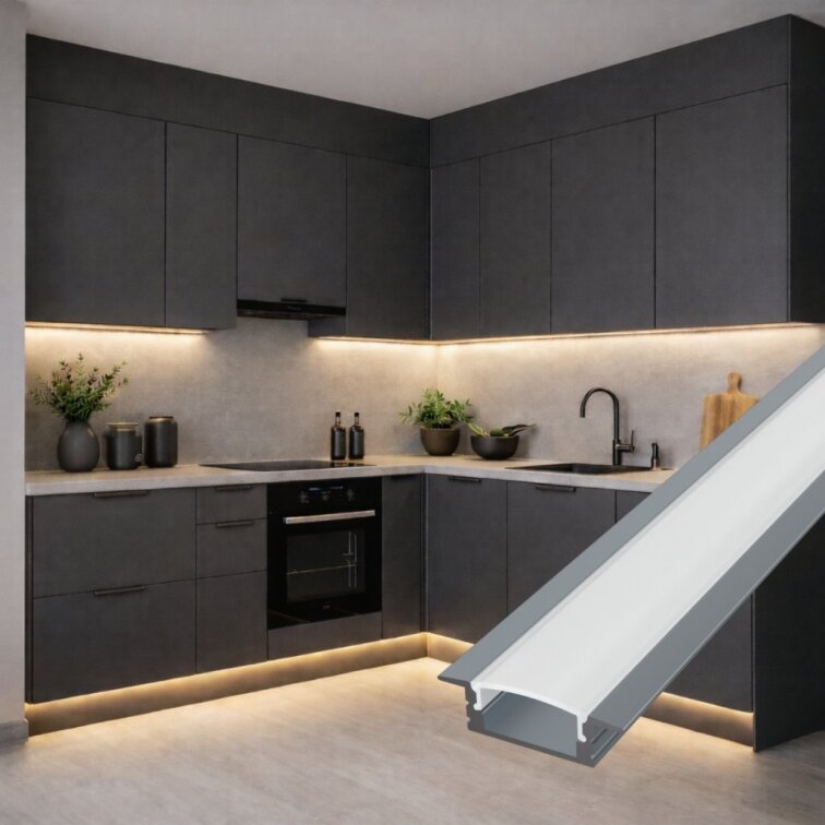 1m LED profile RECESSED 1 GREY