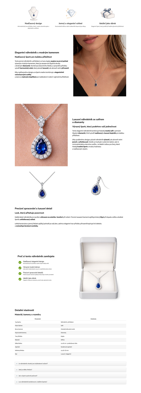Elegant Sapphire Drop Necklace