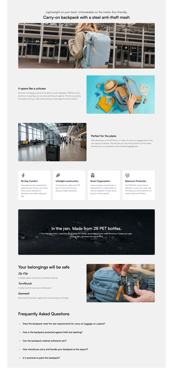 Bag Pacsafe GO (dynamic videos)