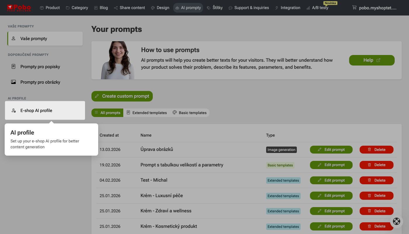 Configuring the AI profile for content generation