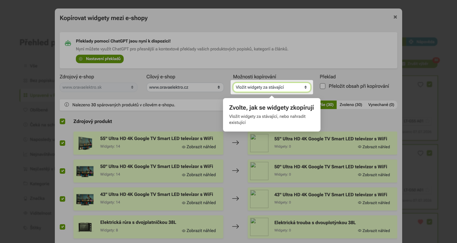 Jak kopírovat popisky mezi e-shopy v Pobo Page Builder