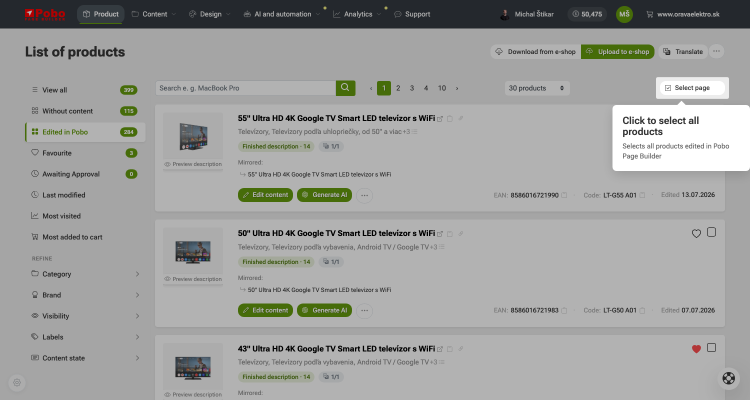 How to copy labels between e-shops in Pobo Page Builder