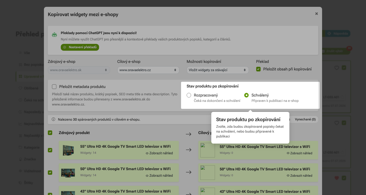 Jak kopírovat popisky mezi e-shopy v Pobo Page Builder