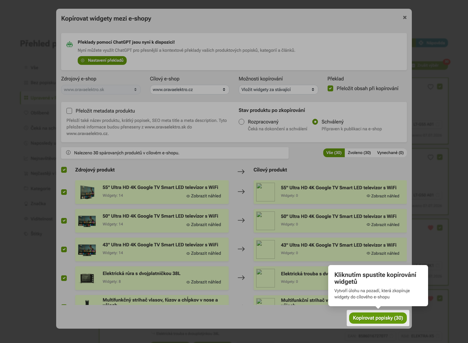 Jak kopírovat popisky mezi e-shopy v Pobo Page Builder