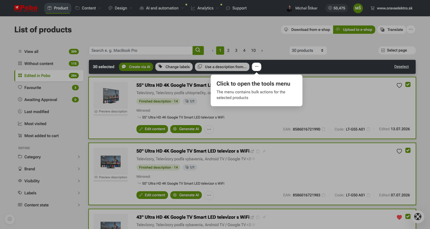 How to copy labels between e-shops in Pobo Page Builder