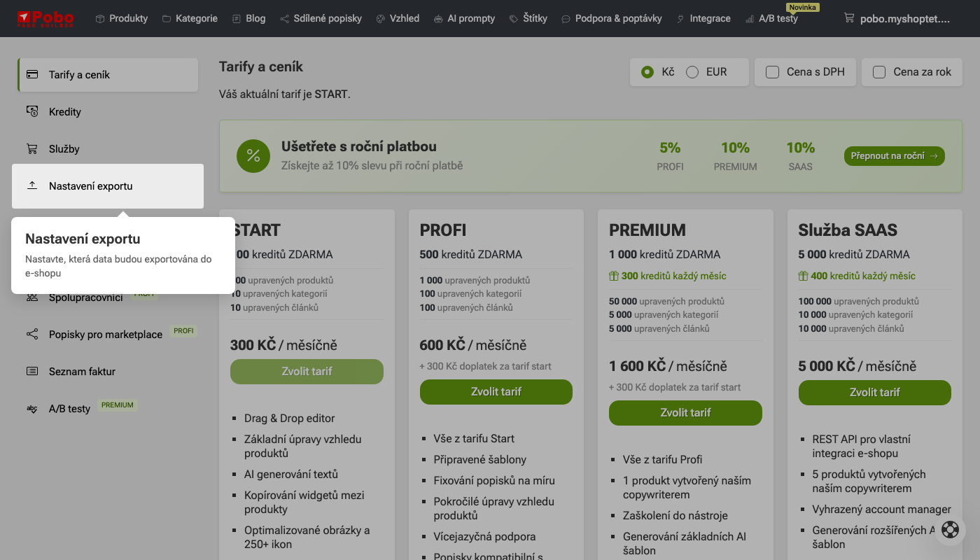 Nahrávání popisků z Pobo Page Builder do e-shopu