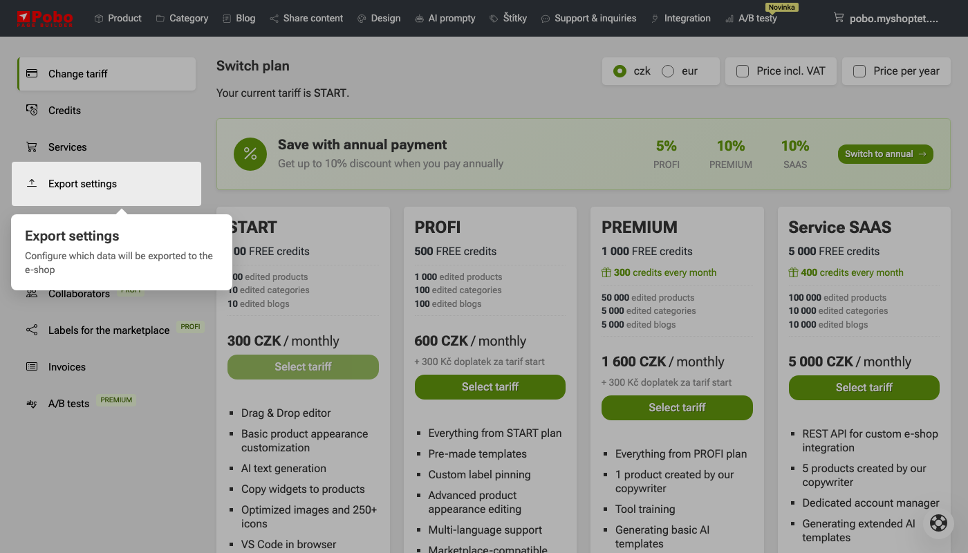 Uploading descriptions from Pobo Page Builder to e-shop
