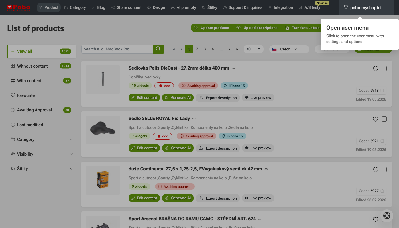 Uploading descriptions from Pobo Page Builder to e-shop