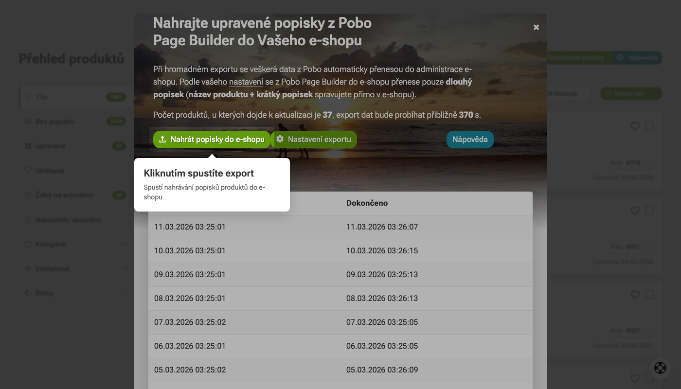 Nahrávání popisků z Pobo Page Builder do e-shopu