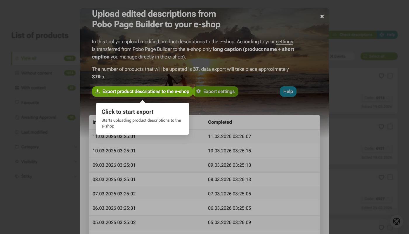Uploading descriptions from Pobo Page Builder to e-shop