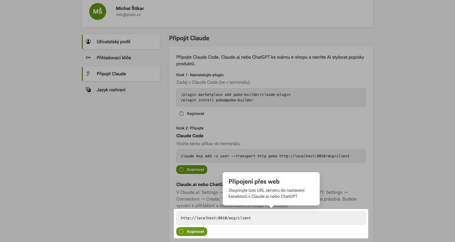 Ovládejte Pobo Page Builder přes AI (MCP server)