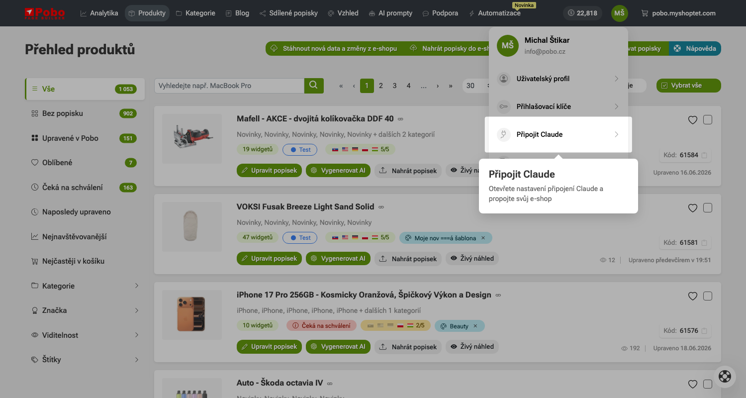 Ovládejte Pobo Page Builder přes AI (MCP server)